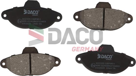 DACO Germany 322335 - Тормозные колодки, дисковые, комплект autospares.lv
