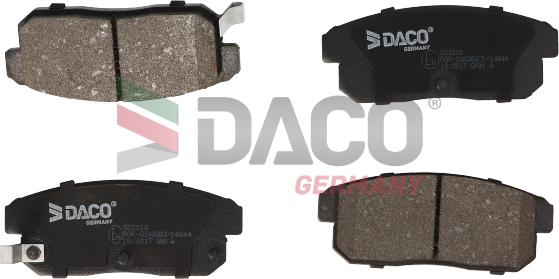 DACO Germany 322210 - Тормозные колодки, дисковые, комплект autospares.lv