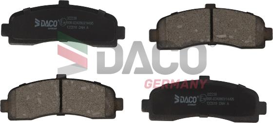 DACO Germany 322239 - Тормозные колодки, дисковые, комплект autospares.lv