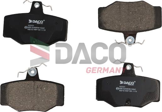 DACO Germany 322221 - Тормозные колодки, дисковые, комплект autospares.lv