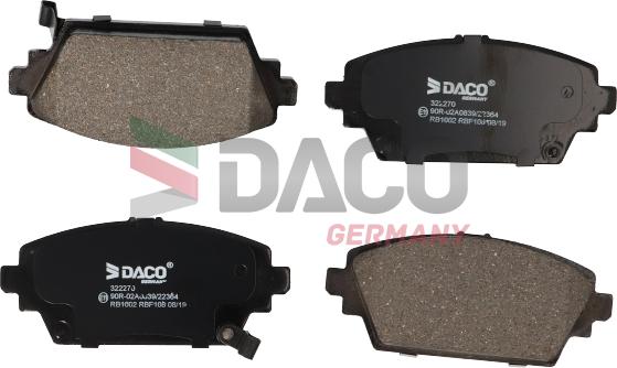 DACO Germany 322270 - Тормозные колодки, дисковые, комплект autospares.lv