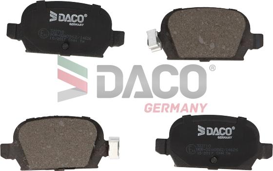 DACO Germany 322710 - Тормозные колодки, дисковые, комплект autospares.lv