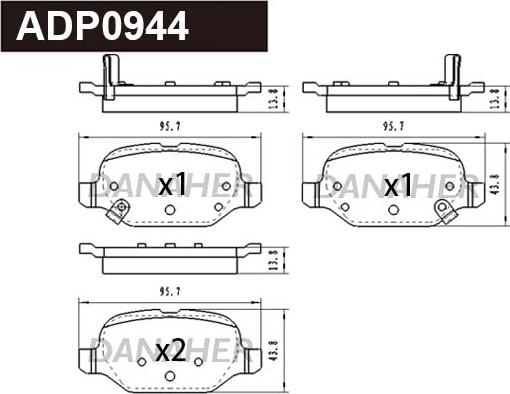 Danaher ADP0944 - Тормозные колодки, дисковые, комплект autospares.lv