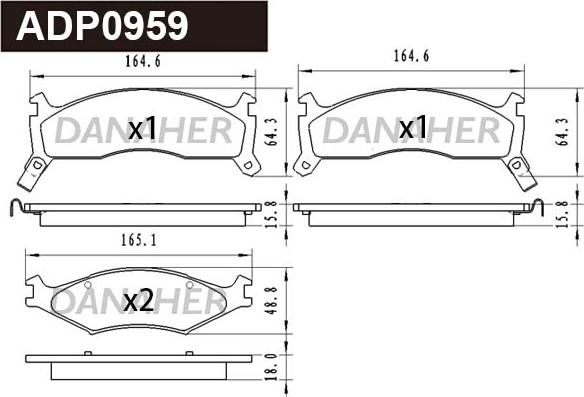 Danaher ADP0959 - Тормозные колодки, дисковые, комплект autospares.lv