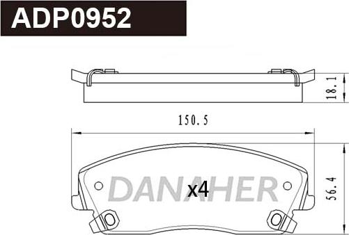 Danaher ADP0952 - Тормозные колодки, дисковые, комплект autospares.lv