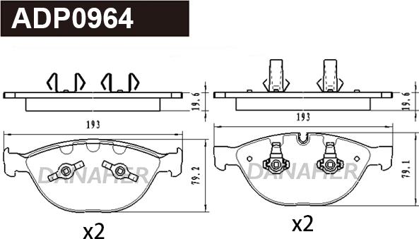 Danaher ADP0964 - Тормозные колодки, дисковые, комплект autospares.lv