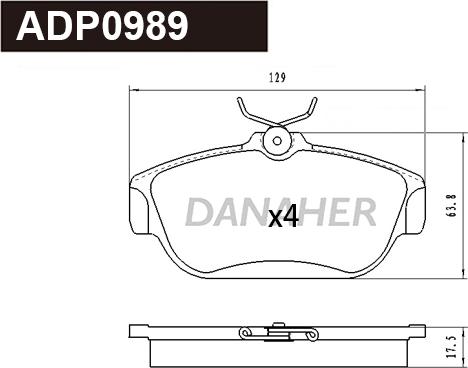 Danaher ADP0989 - Тормозные колодки, дисковые, комплект autospares.lv