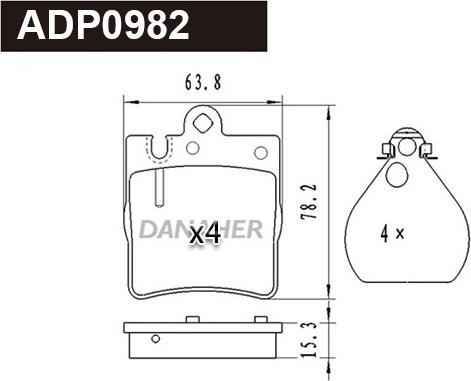 Danaher ADP0982 - Тормозные колодки, дисковые, комплект autospares.lv