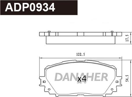 Danaher ADP0934 - Тормозные колодки, дисковые, комплект autospares.lv