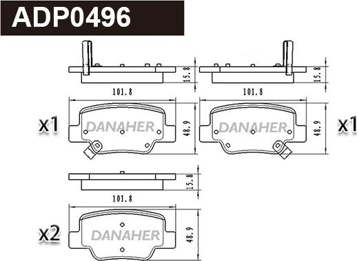 Danaher ADP0496 - Тормозные колодки, дисковые, комплект autospares.lv