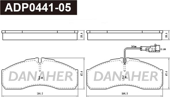 Danaher ADP0441-05 - Тормозные колодки, дисковые, комплект autospares.lv