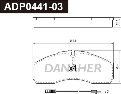 Danaher ADP0441-03 - Тормозные колодки, дисковые, комплект autospares.lv