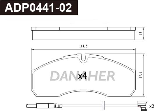 Danaher ADP0441-02 - Тормозные колодки, дисковые, комплект autospares.lv