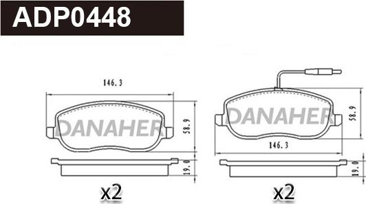 Danaher ADP0448 - Тормозные колодки, дисковые, комплект autospares.lv