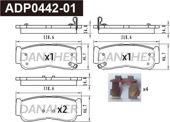 Danaher ADP0442-01 - Тормозные колодки, дисковые, комплект autospares.lv