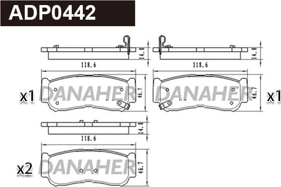 Danaher ADP0442 - Тормозные колодки, дисковые, комплект autospares.lv