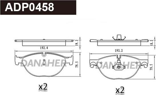 Danaher ADP0458 - Тормозные колодки, дисковые, комплект autospares.lv