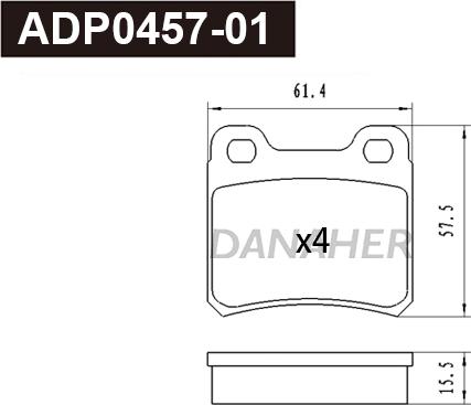 Danaher ADP0457-01 - Тормозные колодки, дисковые, комплект autospares.lv