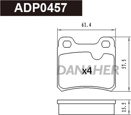 Danaher ADP0457 - Тормозные колодки, дисковые, комплект autospares.lv