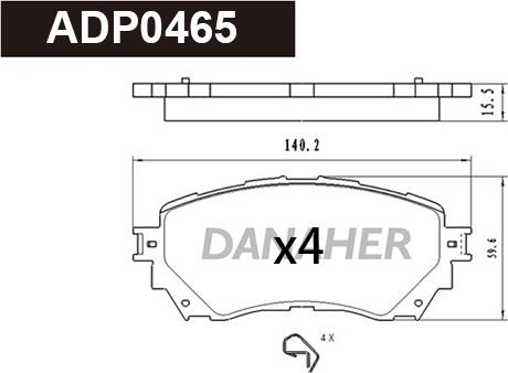 Danaher ADP0465 - Тормозные колодки, дисковые, комплект autospares.lv