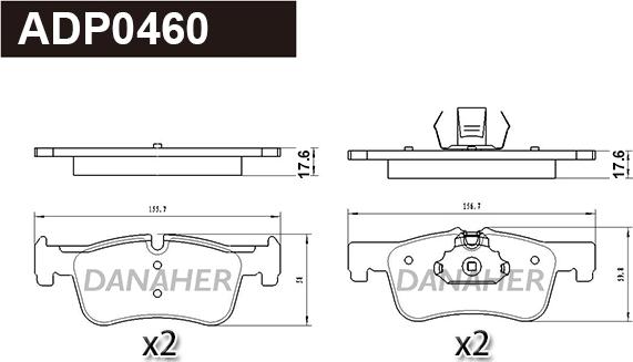 Danaher ADP0460 - Тормозные колодки, дисковые, комплект autospares.lv