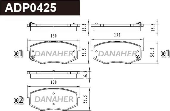 Danaher ADP0425 - Тормозные колодки, дисковые, комплект autospares.lv