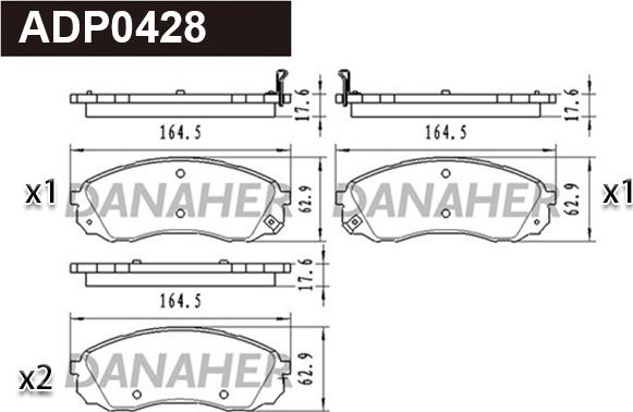 Danaher ADP0428 - Тормозные колодки, дисковые, комплект autospares.lv
