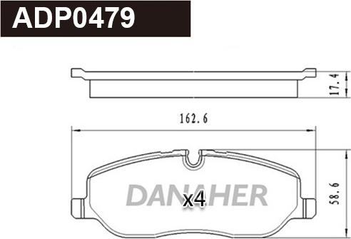 Danaher ADP0479 - Тормозные колодки, дисковые, комплект autospares.lv