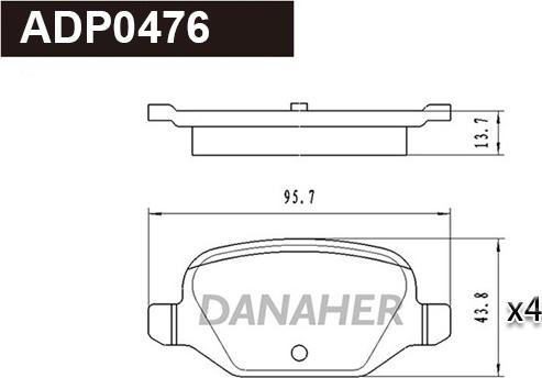 Danaher ADP0476 - Тормозные колодки, дисковые, комплект autospares.lv