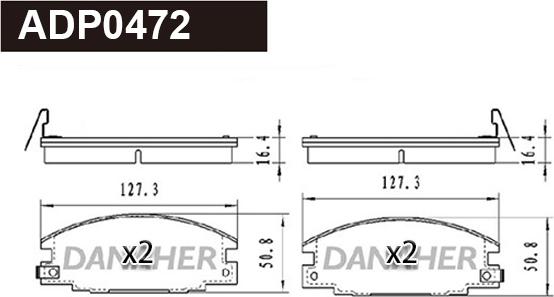 Danaher ADP0472 - Тормозные колодки, дисковые, комплект autospares.lv