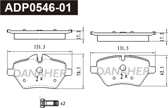 Danaher ADP0546-01 - Тормозные колодки, дисковые, комплект autospares.lv