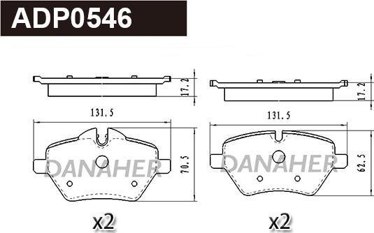 Danaher ADP0546 - Тормозные колодки, дисковые, комплект autospares.lv