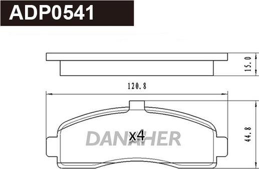 Danaher ADP0541 - Тормозные колодки, дисковые, комплект autospares.lv