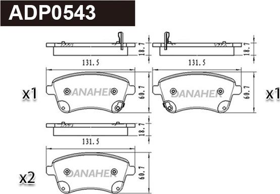 Danaher ADP0543 - Тормозные колодки, дисковые, комплект autospares.lv