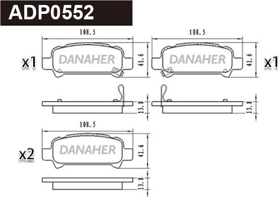 Danaher ADP0552 - Тормозные колодки, дисковые, комплект autospares.lv