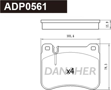 Danaher ADP0561 - Тормозные колодки, дисковые, комплект autospares.lv