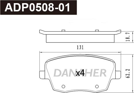 Danaher ADP0508-01 - Тормозные колодки, дисковые, комплект autospares.lv