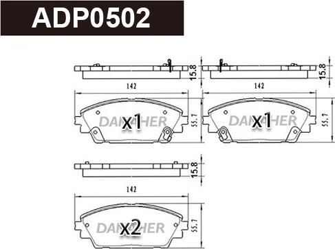 Danaher ADP0502 - Тормозные колодки, дисковые, комплект autospares.lv