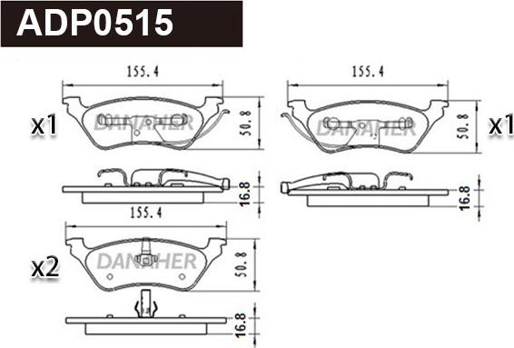 Danaher ADP0515 - Тормозные колодки, дисковые, комплект autospares.lv