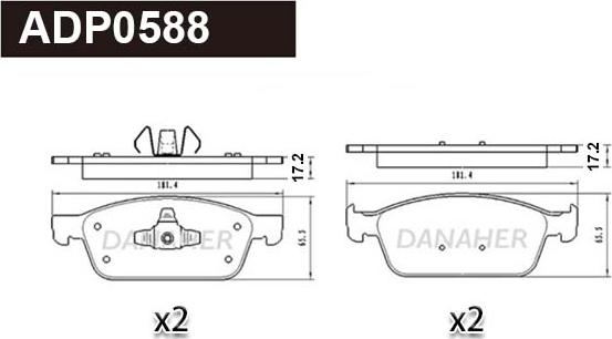 Danaher ADP0588 - Тормозные колодки, дисковые, комплект autospares.lv