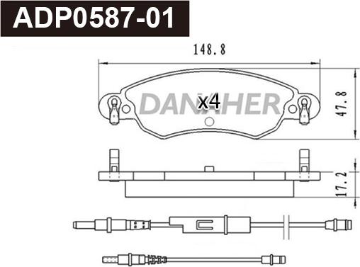 Danaher ADP0587-01 - Тормозные колодки, дисковые, комплект autospares.lv