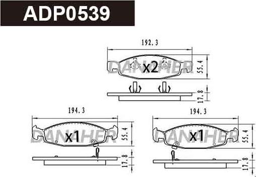 Danaher ADP0539 - Тормозные колодки, дисковые, комплект autospares.lv