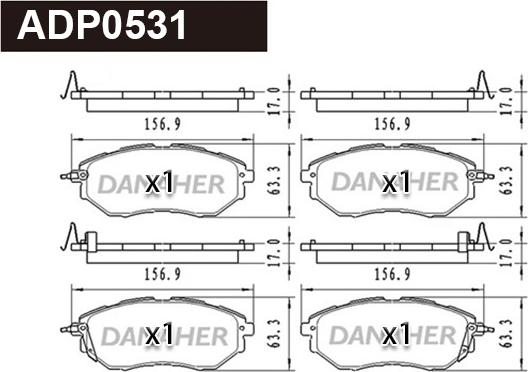 Danaher ADP0531 - Тормозные колодки, дисковые, комплект autospares.lv