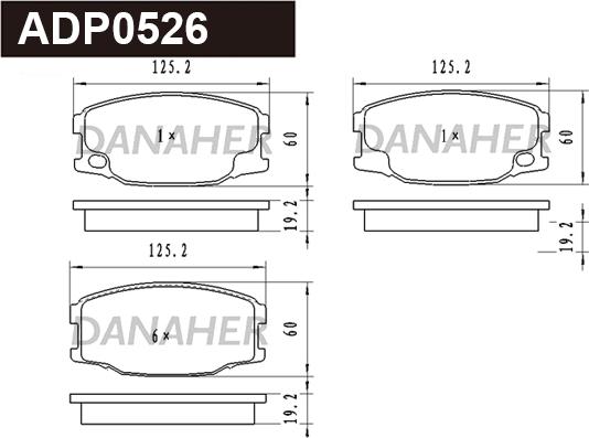 Danaher ADP0526 - Тормозные колодки, дисковые, комплект autospares.lv