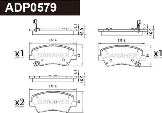 Danaher ADP0579 - Тормозные колодки, дисковые, комплект autospares.lv