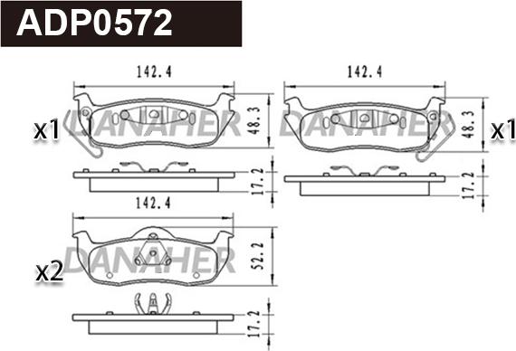 Danaher ADP0572 - Тормозные колодки, дисковые, комплект autospares.lv