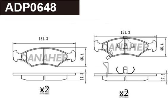 Danaher ADP0648 - Тормозные колодки, дисковые, комплект autospares.lv