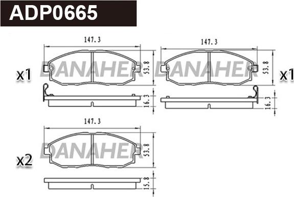 Danaher ADP0665 - Тормозные колодки, дисковые, комплект autospares.lv