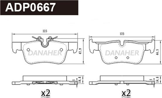 Danaher ADP0667 - Тормозные колодки, дисковые, комплект autospares.lv