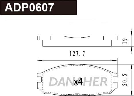 Danaher ADP0607 - Тормозные колодки, дисковые, комплект autospares.lv